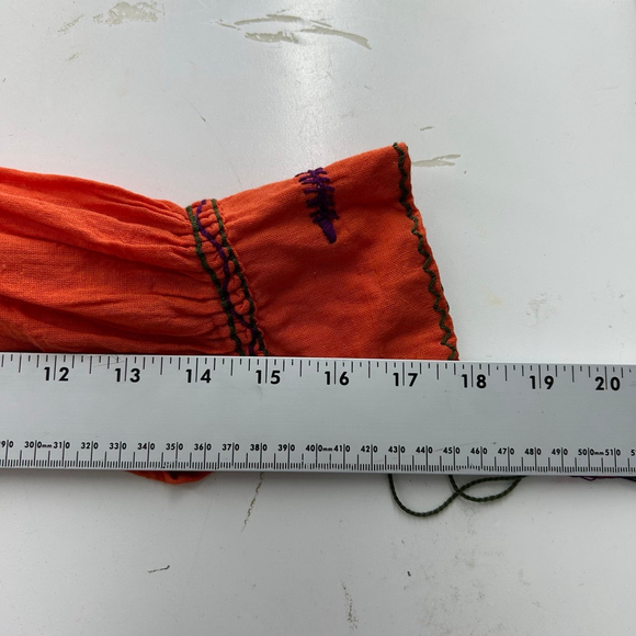 Handmade Tunic Top Womens M Orange Boho Chic Hippie Embroidered Peasant Festival - Picture 10 of 11